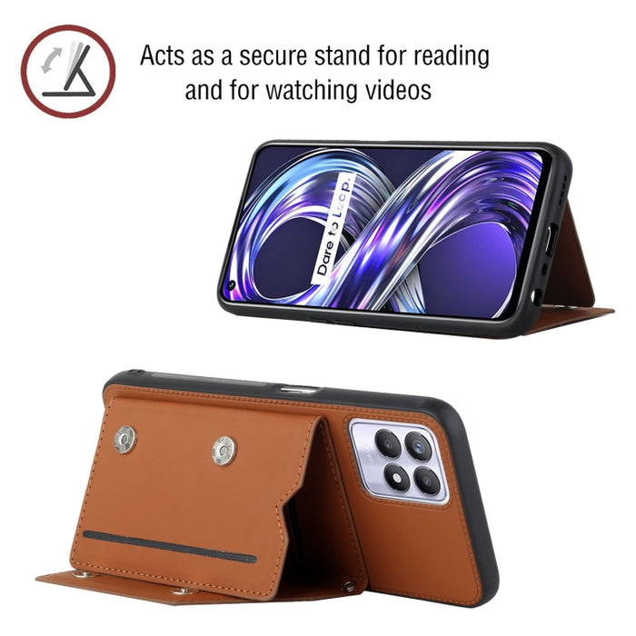 Skin Feel PU + TPU + PC Contraportada Caja del teléfono a prueba de golpes con ranuras para tarjetas y soporte y marco de fotos, For OPPO Realme 8i, For Samsung Galaxy A13 5G, For Samsung Galaxy M52 5G, For Xiaomi Mi 11T / Mi 11 Pro