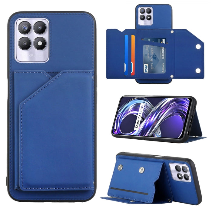Skin Feel PU + TPU + PC Contraportada Caja del teléfono a prueba de golpes con ranuras para tarjetas y soporte y marco de fotos, For OPPO Realme 8i, For Samsung Galaxy A13 5G, For Samsung Galaxy M52 5G, For Xiaomi Mi 11T / Mi 11 Pro