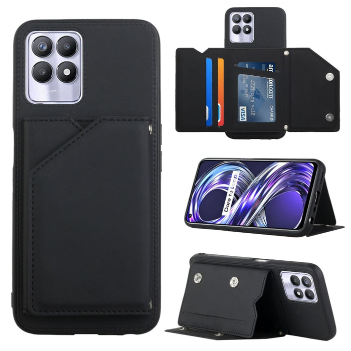 Skin Feel PU + TPU + PC Contraportada Caja del teléfono a prueba de golpes con ranuras para tarjetas y soporte y marco de fotos, For OPPO Realme 8i, For Samsung Galaxy A13 5G, For Samsung Galaxy M52 5G, For Xiaomi Mi 11T / Mi 11 Pro