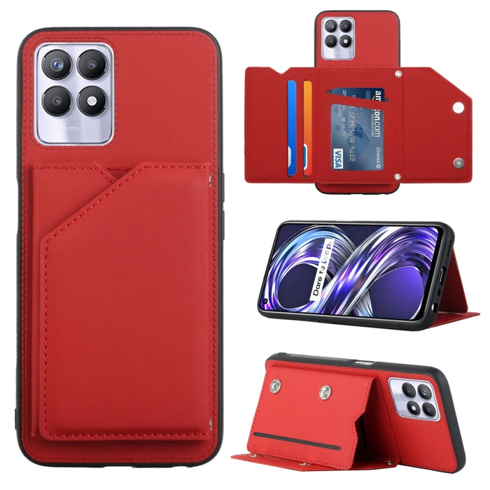 Skin Feel PU + TPU + PC Contraportada Caja del teléfono a prueba de golpes con ranuras para tarjetas y soporte y marco de fotos, For OPPO Realme 8i, For Samsung Galaxy A13 5G, For Samsung Galaxy M52 5G, For Xiaomi Mi 11T / Mi 11 Pro