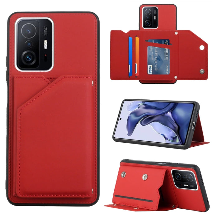 Skin Feel PU + TPU + PC Contraportada Caja del teléfono a prueba de golpes con ranuras para tarjetas y soporte y marco de fotos, For OPPO Realme 8i, For Samsung Galaxy A13 5G, For Samsung Galaxy M52 5G, For Xiaomi Mi 11T / Mi 11 Pro