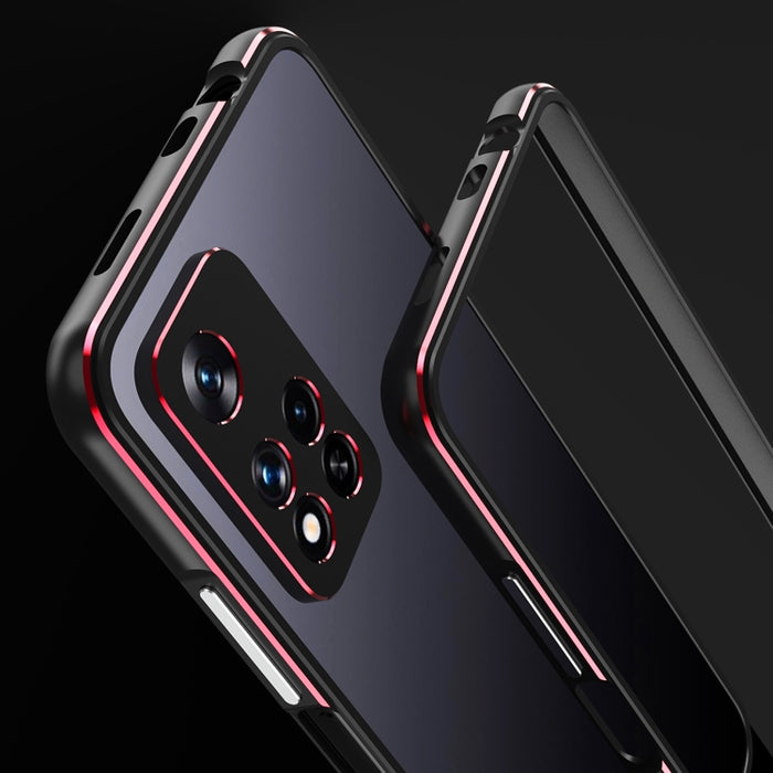 Protector de lente de la serie Aurora + Estuche para teléfono con marco de metal, For Xiaomi Redmi Note 11 Pro/11 Pro+