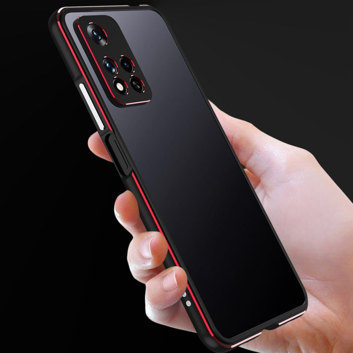 Protector de lente de la serie Aurora + Estuche para teléfono con marco de metal, For Xiaomi Redmi Note 11 Pro/11 Pro+