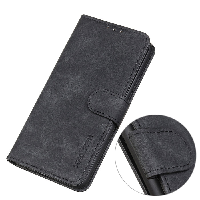KHAZNEH Estuche para teléfono de cuero con tapa horizontal de textura retro con soporte y ranuras para tarjetas y billetera, For Xiaomi Redmi Note 11 / Redmi Note 11 5G (China) / Poco M4 Pro 5G / Redmi Note 11T 5G(India)                                ...
