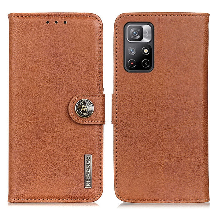 KHAZNEH Funda de cuero con tapa horizontal con textura de piel de vaca con soporte y ranuras para tarjetas y billetera, For Xiaomi Redmi Note 11 / Redmi Note 11 5G (China) / Poco M4 Pro 5G / Redmi Note 11T 5G(India)                                     ...