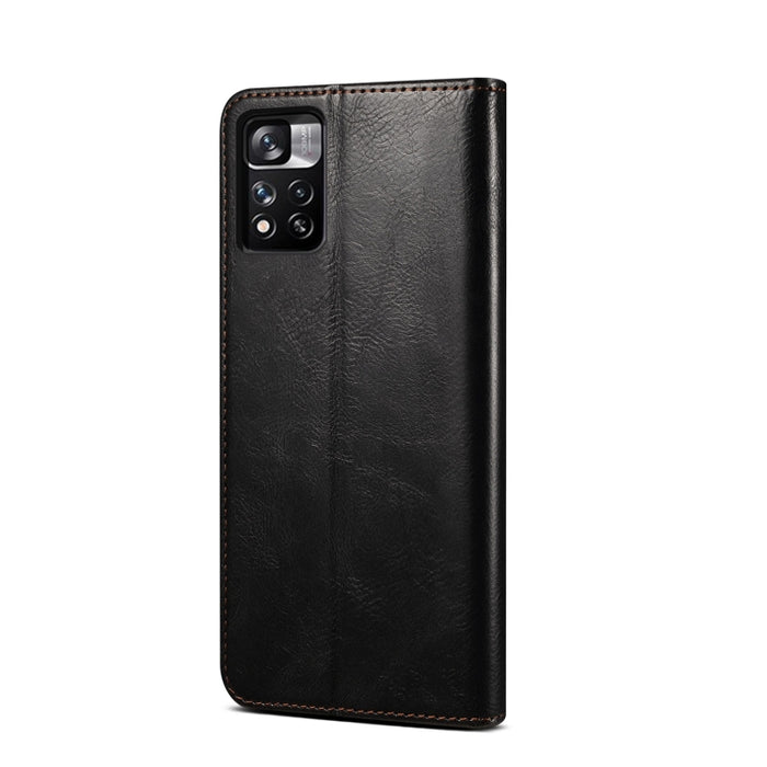 Estuche para teléfono de cuero con textura de cera de aceite con ranuras para tarjetas y billetera, For Xiaomi Redmi Note 11, For Xiaomi Redmi Note 11 Pro / 11 Pro+