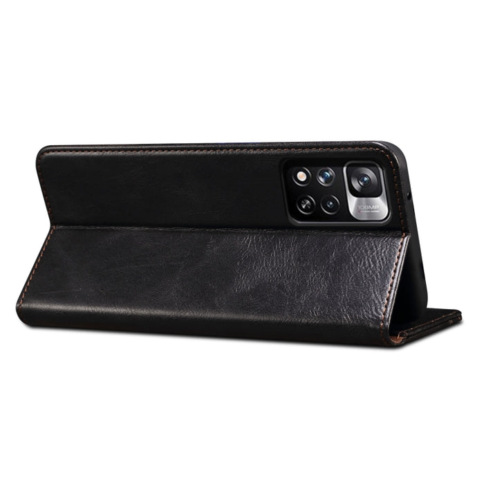 Estuche para teléfono de cuero con textura de cera de aceite con ranuras para tarjetas y billetera, For Xiaomi Redmi Note 11, For Xiaomi Redmi Note 11 Pro / 11 Pro+