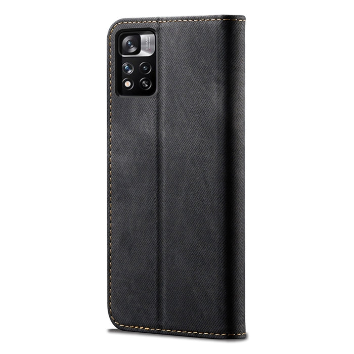 Estuche para teléfono de cuero con tapa de textura de mezclilla con ranuras para tarjetas y billetera, For Xiaomi Redmi Note 11, For Xiaomi Redmi Note 11 Pro / 11 Pro+