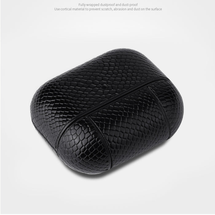 Funda protectora para auriculares con textura de piel de serpiente con hebilla colgante para AirPods 3