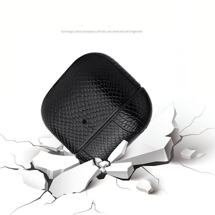 Funda protectora para auriculares con textura de piel de serpiente con hebilla colgante para AirPods 3
