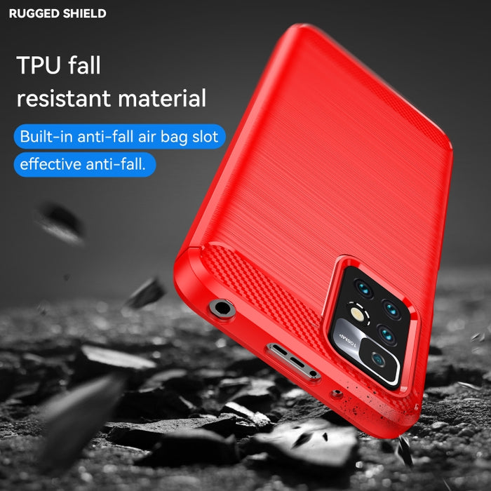 Caja de teléfono TPU de fibra de carbono con textura cepillada, For Xiaomi Redmi Note 11, For Xiaomi Redmi Note 11 Pro