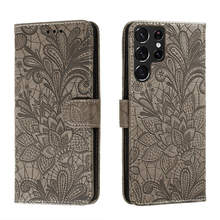 Estuche para teléfono de cuero con flores de encaje con soporte y ranuras para tarjetas y billetera y marco de fotos, For Samsung Galaxy S22 5G, For Samsung Galaxy S22 Ultra 5G, For Samsung Galaxy S22+ 5G, For Xiaomi Redmi Note 11                      ...