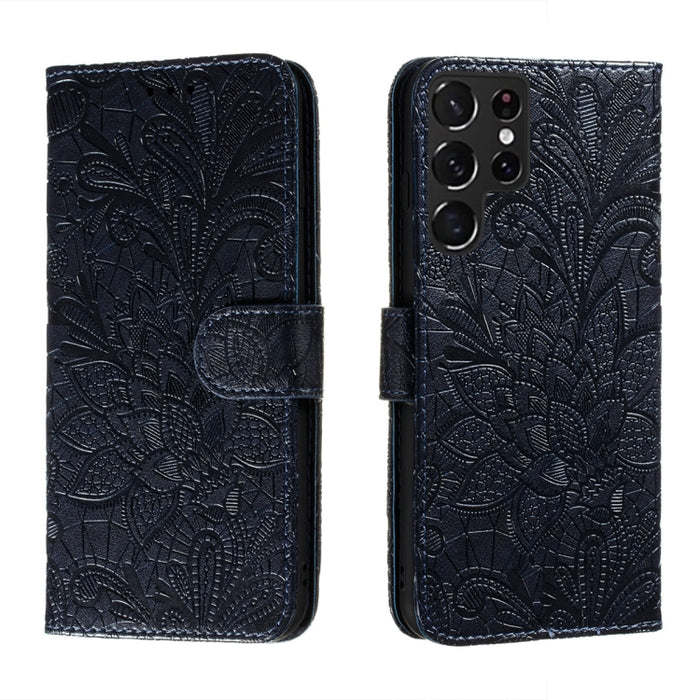 Estuche para teléfono de cuero con flores de encaje con soporte y ranuras para tarjetas y billetera y marco de fotos, For Samsung Galaxy S22 5G, For Samsung Galaxy S22 Ultra 5G, For Samsung Galaxy S22+ 5G, For Xiaomi Redmi Note 11                      ...