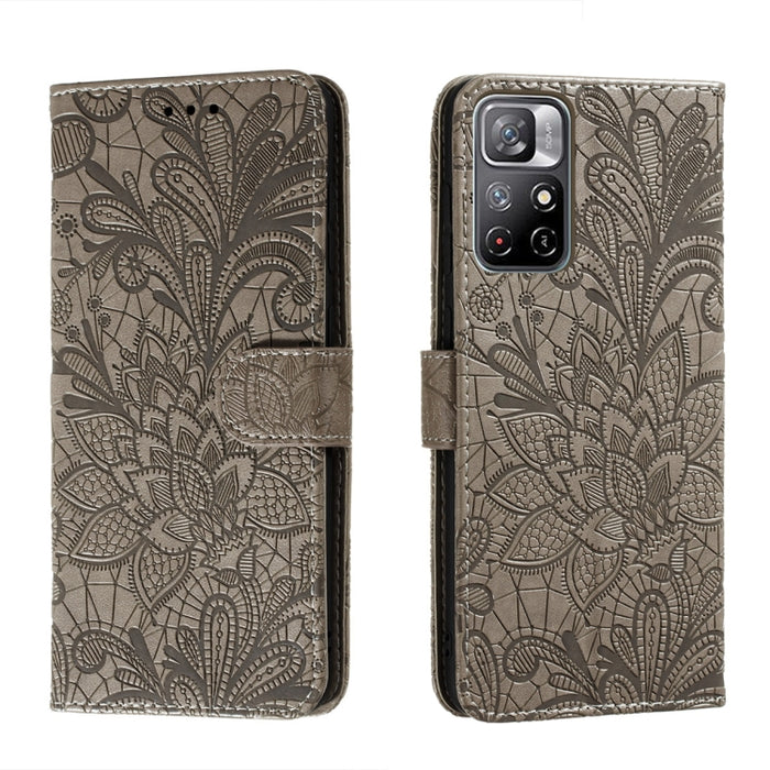 Estuche para teléfono de cuero con flores de encaje con soporte y ranuras para tarjetas y billetera y marco de fotos, For Samsung Galaxy S22 5G, For Samsung Galaxy S22 Ultra 5G, For Samsung Galaxy S22+ 5G, For Xiaomi Redmi Note 11                      ...