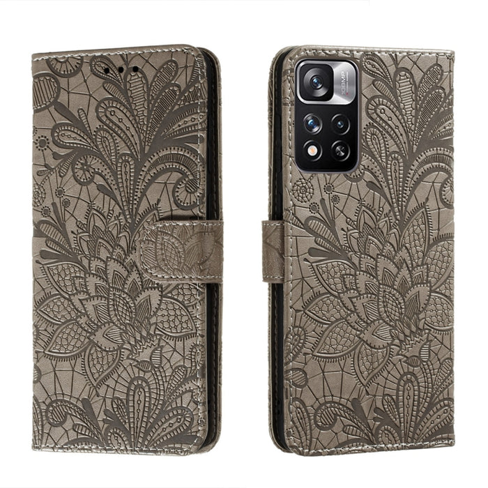 Estuche para teléfono de cuero con flores de encaje con soporte y ranuras para tarjetas y billetera y marco de fotos, For Samsung Galaxy S22 5G, For Samsung Galaxy S22 Ultra 5G, For Samsung Galaxy S22+ 5G, For Xiaomi Redmi Note 11                      ...