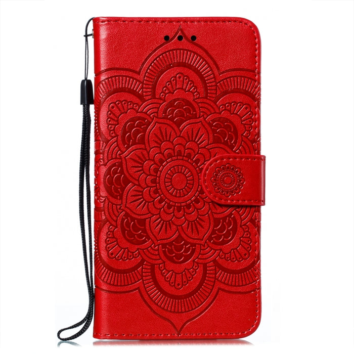 Estuche de cuero para teléfono con patrón en relieve Sun Mandala con soporte y ranuras para tarjetas y billetera y cordón, For Samsung Galaxy S22 5G, For Samsung Galaxy S22 Ultra 5G, For Samsung Galaxy S22+ 5G, For Xiaomi Redmi Note 11                 ...