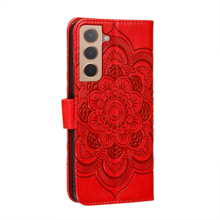 Estuche de cuero para teléfono con patrón en relieve Sun Mandala con soporte y ranuras para tarjetas y billetera y cordón, For Samsung Galaxy S22 5G, For Samsung Galaxy S22 Ultra 5G, For Samsung Galaxy S22+ 5G, For Xiaomi Redmi Note 11                 ...