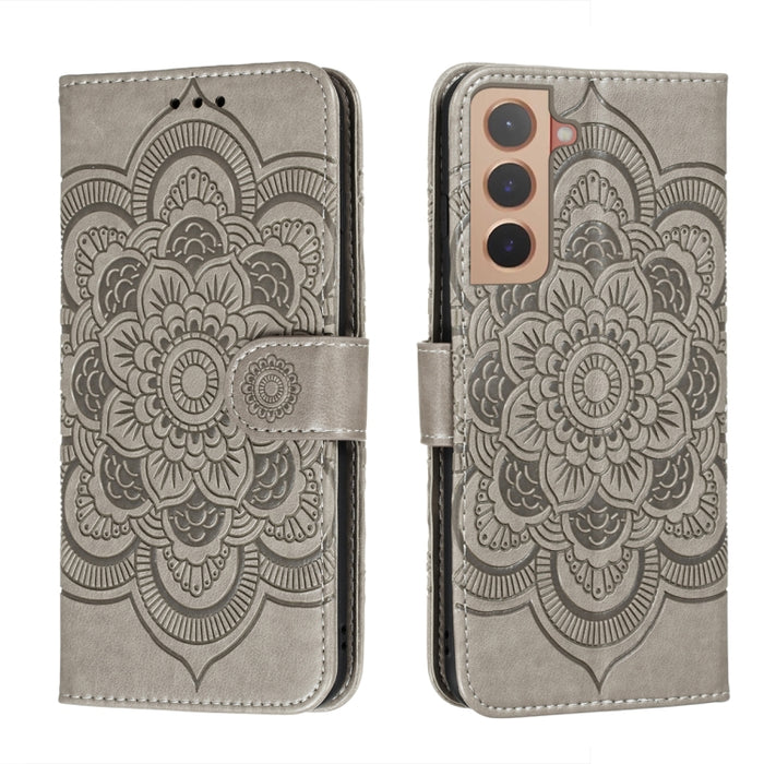 Estuche de cuero para teléfono con patrón en relieve Sun Mandala con soporte y ranuras para tarjetas y billetera y cordón, For Samsung Galaxy S22 5G, For Samsung Galaxy S22 Ultra 5G, For Samsung Galaxy S22+ 5G, For Xiaomi Redmi Note 11                 ...