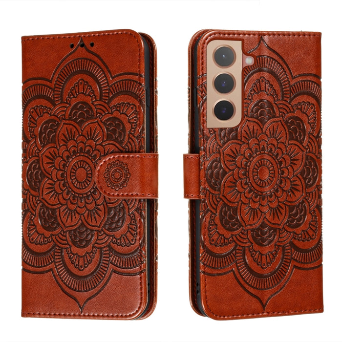 Estuche de cuero para teléfono con patrón en relieve Sun Mandala con soporte y ranuras para tarjetas y billetera y cordón, For Samsung Galaxy S22 5G, For Samsung Galaxy S22 Ultra 5G, For Samsung Galaxy S22+ 5G, For Xiaomi Redmi Note 11                 ...