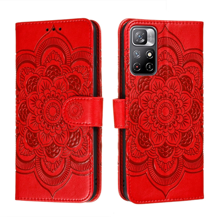 Estuche de cuero para teléfono con patrón en relieve Sun Mandala con soporte y ranuras para tarjetas y billetera y cordón, For Samsung Galaxy S22 5G, For Samsung Galaxy S22 Ultra 5G, For Samsung Galaxy S22+ 5G, For Xiaomi Redmi Note 11                 ...