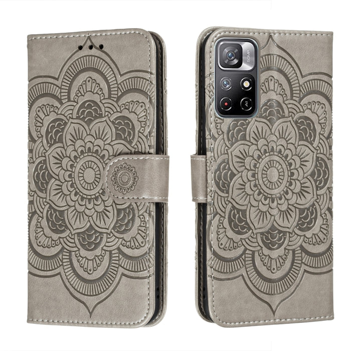 Estuche de cuero para teléfono con patrón en relieve Sun Mandala con soporte y ranuras para tarjetas y billetera y cordón, For Samsung Galaxy S22 5G, For Samsung Galaxy S22 Ultra 5G, For Samsung Galaxy S22+ 5G, For Xiaomi Redmi Note 11                 ...