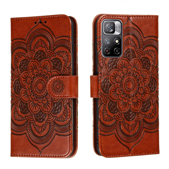 Estuche de cuero para teléfono con patrón en relieve Sun Mandala con soporte y ranuras para tarjetas y billetera y cordón, For Samsung Galaxy S22 5G, For Samsung Galaxy S22 Ultra 5G, For Samsung Galaxy S22+ 5G, For Xiaomi Redmi Note 11                 ...