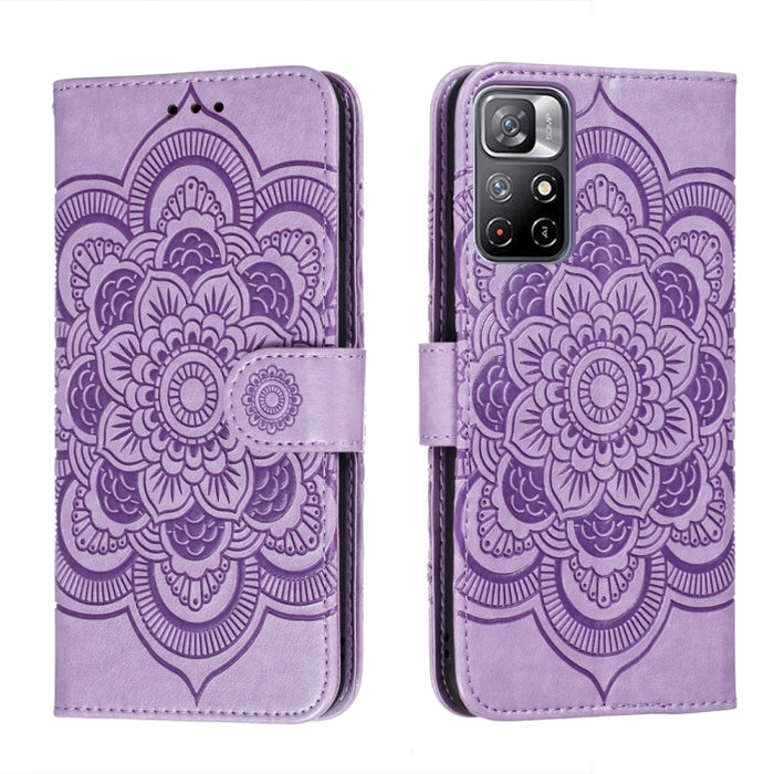 Estuche de cuero para teléfono con patrón en relieve Sun Mandala con soporte y ranuras para tarjetas y billetera y cordón, For Samsung Galaxy S22 5G, For Samsung Galaxy S22 Ultra 5G, For Samsung Galaxy S22+ 5G, For Xiaomi Redmi Note 11                 ...