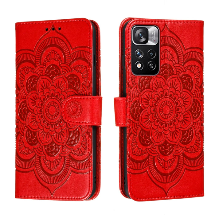 Estuche de cuero para teléfono con patrón en relieve Sun Mandala con soporte y ranuras para tarjetas y billetera y cordón, For Samsung Galaxy S22 5G, For Samsung Galaxy S22 Ultra 5G, For Samsung Galaxy S22+ 5G, For Xiaomi Redmi Note 11                 ...