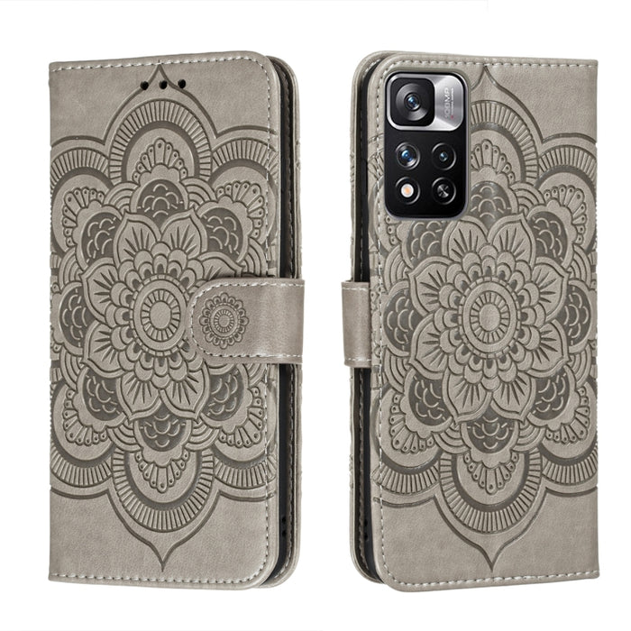 Estuche de cuero para teléfono con patrón en relieve Sun Mandala con soporte y ranuras para tarjetas y billetera y cordón, For Samsung Galaxy S22 5G, For Samsung Galaxy S22 Ultra 5G, For Samsung Galaxy S22+ 5G, For Xiaomi Redmi Note 11                 ...