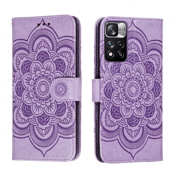 Estuche de cuero para teléfono con patrón en relieve Sun Mandala con soporte y ranuras para tarjetas y billetera y cordón, For Samsung Galaxy S22 5G, For Samsung Galaxy S22 Ultra 5G, For Samsung Galaxy S22+ 5G, For Xiaomi Redmi Note 11                 ...