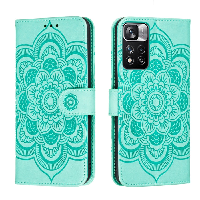 Estuche de cuero para teléfono con patrón en relieve Sun Mandala con soporte y ranuras para tarjetas y billetera y cordón, For Samsung Galaxy S22 5G, For Samsung Galaxy S22 Ultra 5G, For Samsung Galaxy S22+ 5G, For Xiaomi Redmi Note 11                 ...