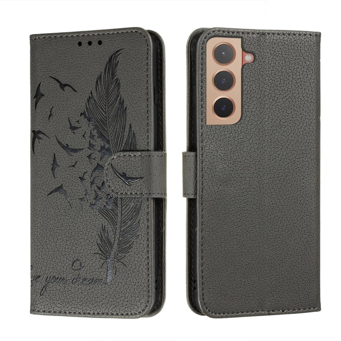 Caja del teléfono del cuero de la textura del litchi del modelo de la pluma con el soporte y las ranuras para tarjetas y la cartera, For Samsung Galaxy S22 5G, For Samsung Galaxy S22 Ultra 5G, For Samsung Galaxy S22+ 5G, For Xiaomi Redmi Note 11       ...