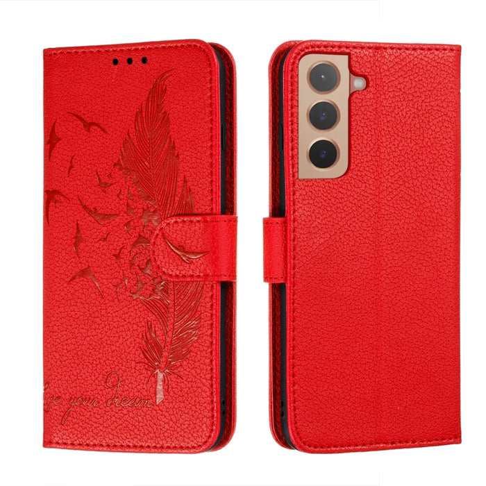 Caja del teléfono del cuero de la textura del litchi del modelo de la pluma con el soporte y las ranuras para tarjetas y la cartera, For Samsung Galaxy S22 5G, For Samsung Galaxy S22 Ultra 5G, For Samsung Galaxy S22+ 5G, For Xiaomi Redmi Note 11       ...