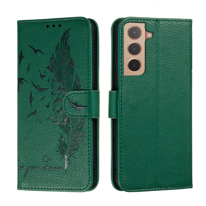 Caja del teléfono del cuero de la textura del litchi del modelo de la pluma con el soporte y las ranuras para tarjetas y la cartera, For Samsung Galaxy S22 5G, For Samsung Galaxy S22 Ultra 5G, For Samsung Galaxy S22+ 5G, For Xiaomi Redmi Note 11       ...