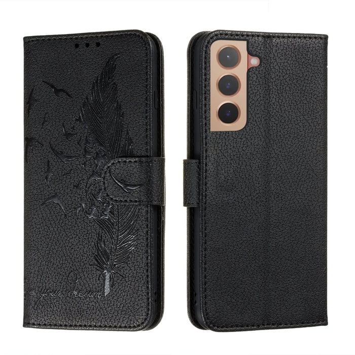 Caja del teléfono del cuero de la textura del litchi del modelo de la pluma con el soporte y las ranuras para tarjetas y la cartera, For Samsung Galaxy S22 5G, For Samsung Galaxy S22 Ultra 5G, For Samsung Galaxy S22+ 5G, For Xiaomi Redmi Note 11       ...