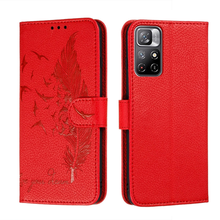 Caja del teléfono del cuero de la textura del litchi del modelo de la pluma con el soporte y las ranuras para tarjetas y la cartera, For Samsung Galaxy S22 5G, For Samsung Galaxy S22 Ultra 5G, For Samsung Galaxy S22+ 5G, For Xiaomi Redmi Note 11       ...