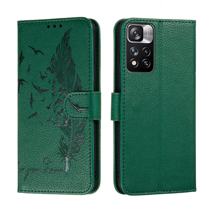 Caja del teléfono del cuero de la textura del litchi del modelo de la pluma con el soporte y las ranuras para tarjetas y la cartera, For Samsung Galaxy S22 5G, For Samsung Galaxy S22 Ultra 5G, For Samsung Galaxy S22+ 5G, For Xiaomi Redmi Note 11       ...