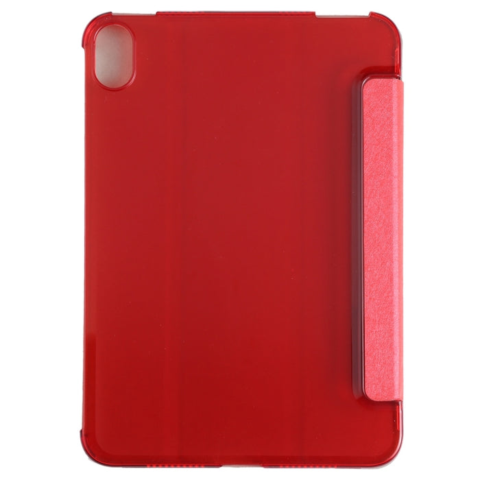 Estuche para tableta de cuero con tres pliegues horizontales y textura de seda con soporte