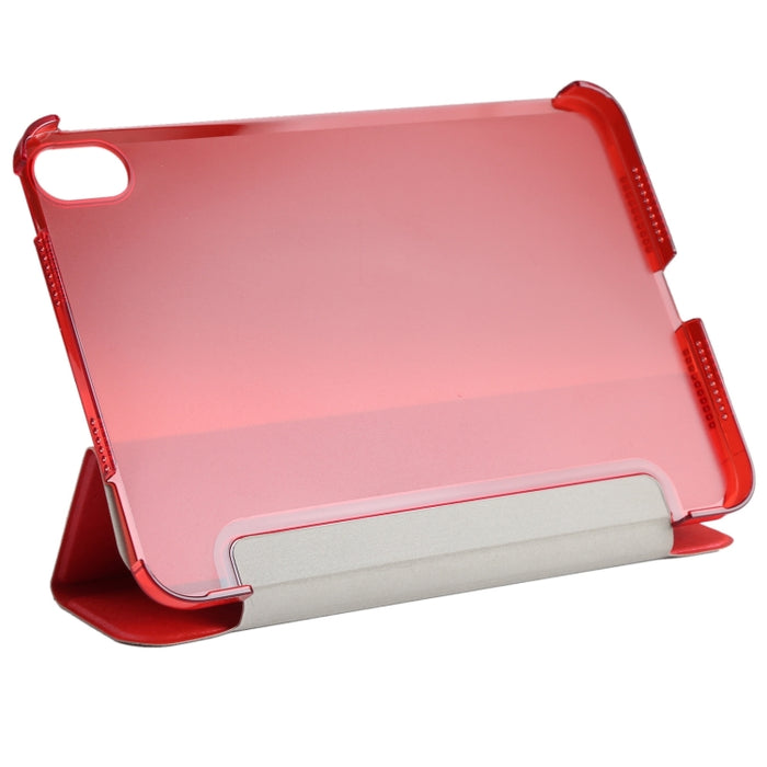 Estuche para tableta de cuero con tres pliegues horizontales y textura de seda con soporte