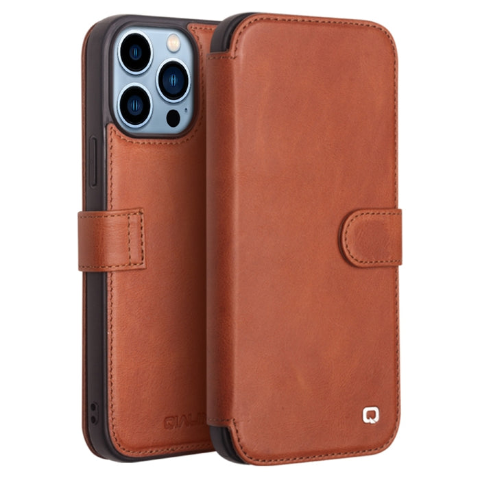 QIALINO Estuche de cuero para teléfono con hebilla magnética y ranura para tarjeta