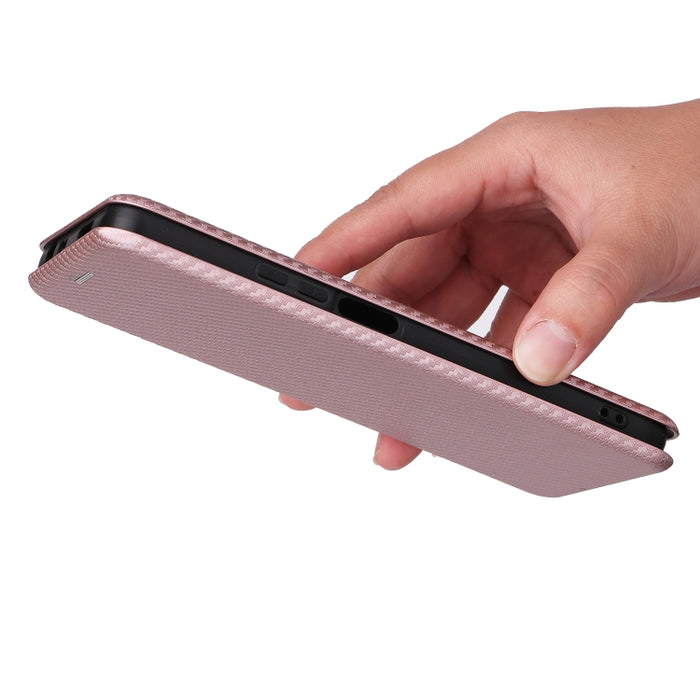 Caja del teléfono de la PU del tirón horizontal magnético de la textura de la fibra de carbono, For Xiaomi Redmi Note 11 Pro / Note 11 Pro+, For ZTE Blade V30