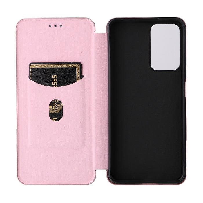 Caja del teléfono de la PU del tirón horizontal magnético de la textura de la fibra de carbono, For Xiaomi Redmi Note 11 Pro / Note 11 Pro+, For ZTE Blade V30