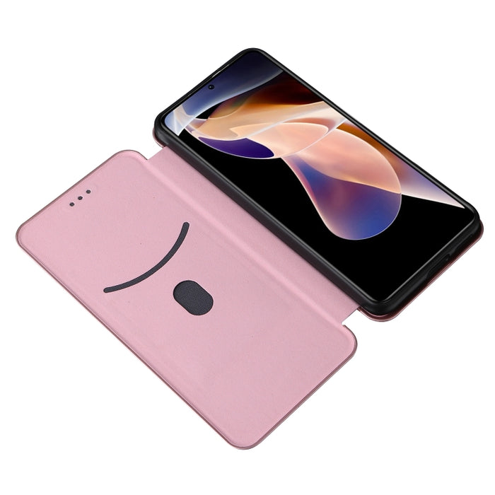 Caja del teléfono de la PU del tirón horizontal magnético de la textura de la fibra de carbono, For Xiaomi Redmi Note 11 Pro / Note 11 Pro+, For ZTE Blade V30