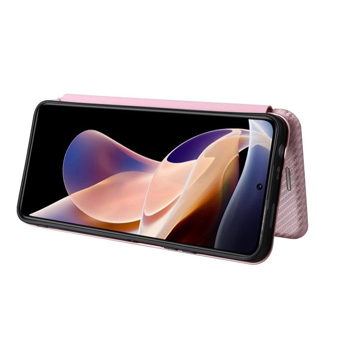 Caja del teléfono de la PU del tirón horizontal magnético de la textura de la fibra de carbono, For Xiaomi Redmi Note 11 Pro / Note 11 Pro+, For ZTE Blade V30