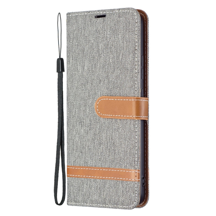 Estuche para teléfono de cuero con textura de mezclilla a juego con soporte y ranuras para tarjetas y billetera y cordón, For Xiaomi Redmi Note 11 5G