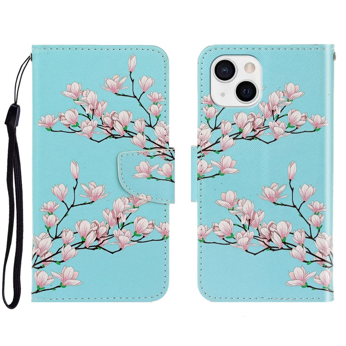 Estuche para teléfono de cuero con tapa horizontal de dibujo coloreado en 3D