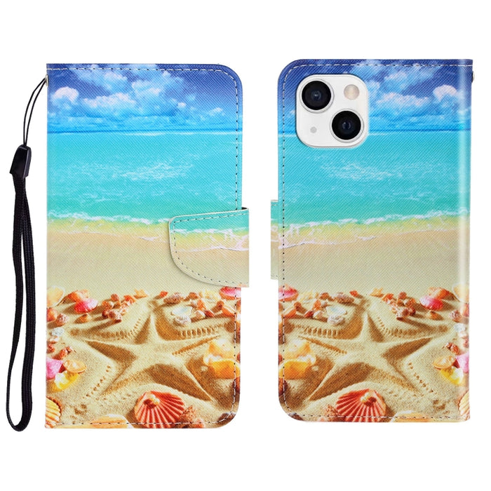 Estuche para teléfono de cuero con tapa horizontal de dibujo coloreado en 3D