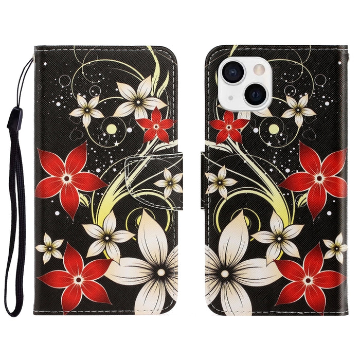 Estuche para teléfono de cuero con tapa horizontal de dibujo coloreado en 3D