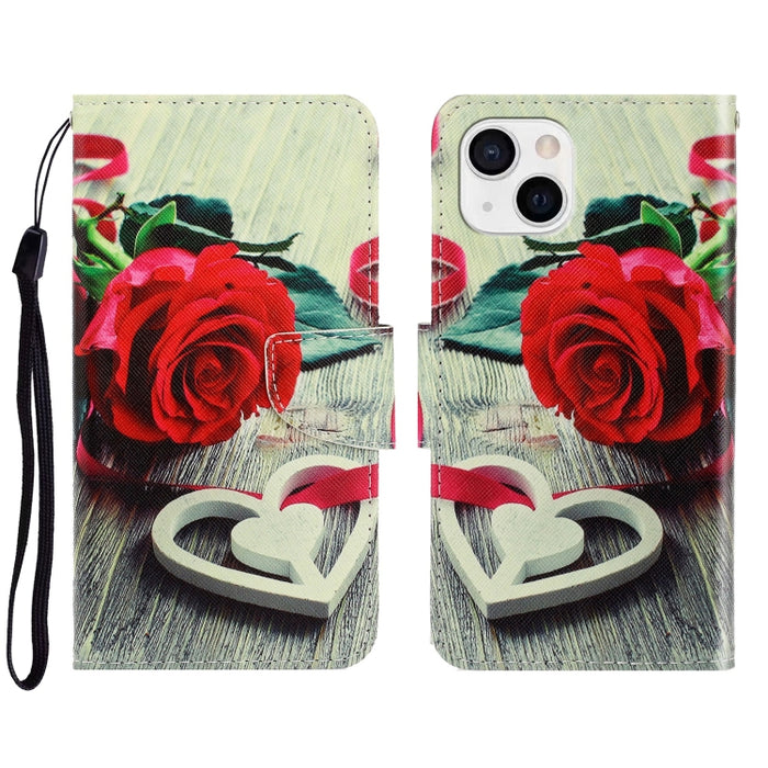 Estuche para teléfono de cuero con tapa horizontal de dibujo coloreado en 3D