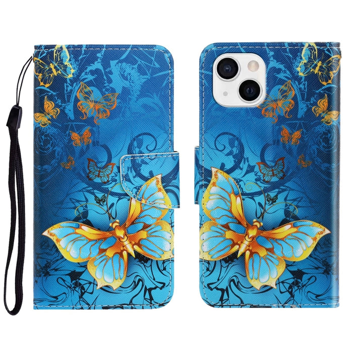 Estuche para teléfono de cuero con tapa horizontal de dibujo coloreado en 3D